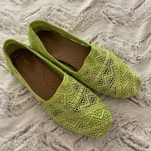 Toms Lace Neon Green Slip Ons
